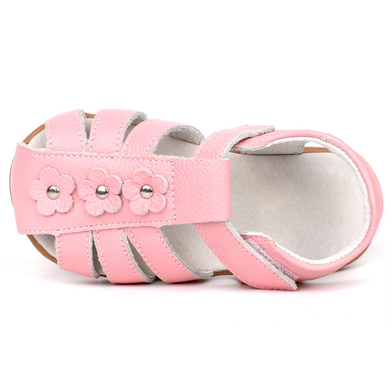 Femizee Girls Casual Leather Closed Toe Flower Princess Dress Sandal(Toddler/Little Kid) Size 6.5 Toddler,Pink,1508 CN24 - Image 4